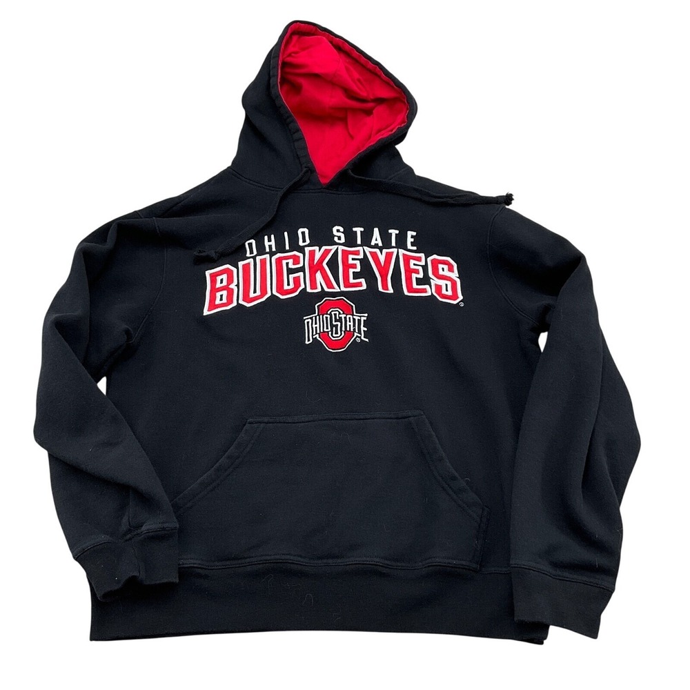 Scarlet & Gray Hoodie Men Medium OHIO STATE BUCKEYES Stitched Casual Stretch VTG